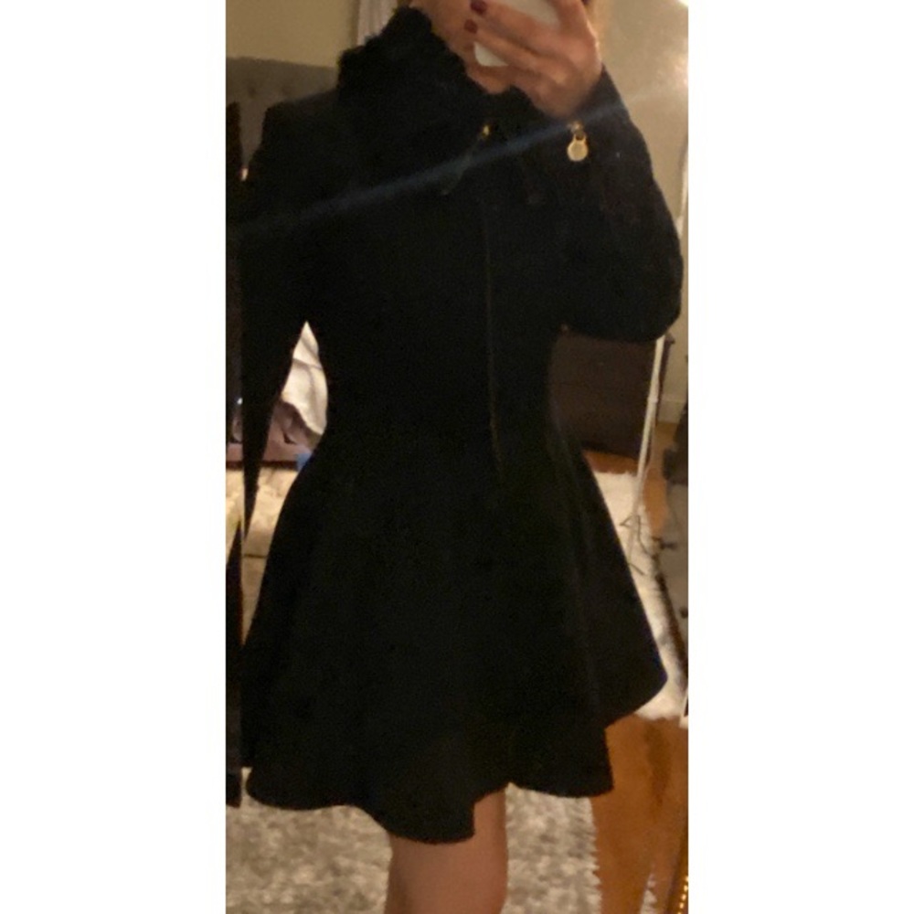 Flare black wool coat